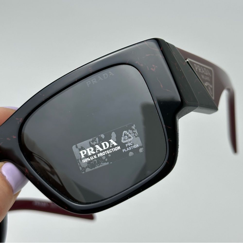 PRADA PR10ZSF 11F5S0 Black Etruscan Marble Dark Grey Sunglasses - Picture 6 of 12